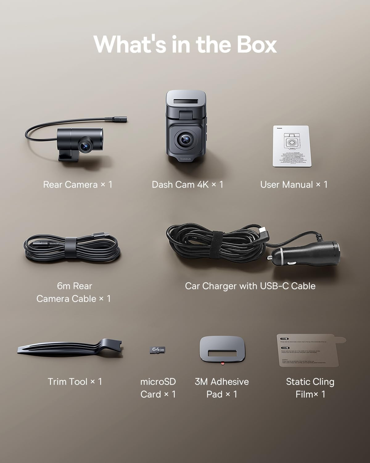 Baseus VD1 Pro - Dashcam 4K + Cámara Trasera 1080P con GPS